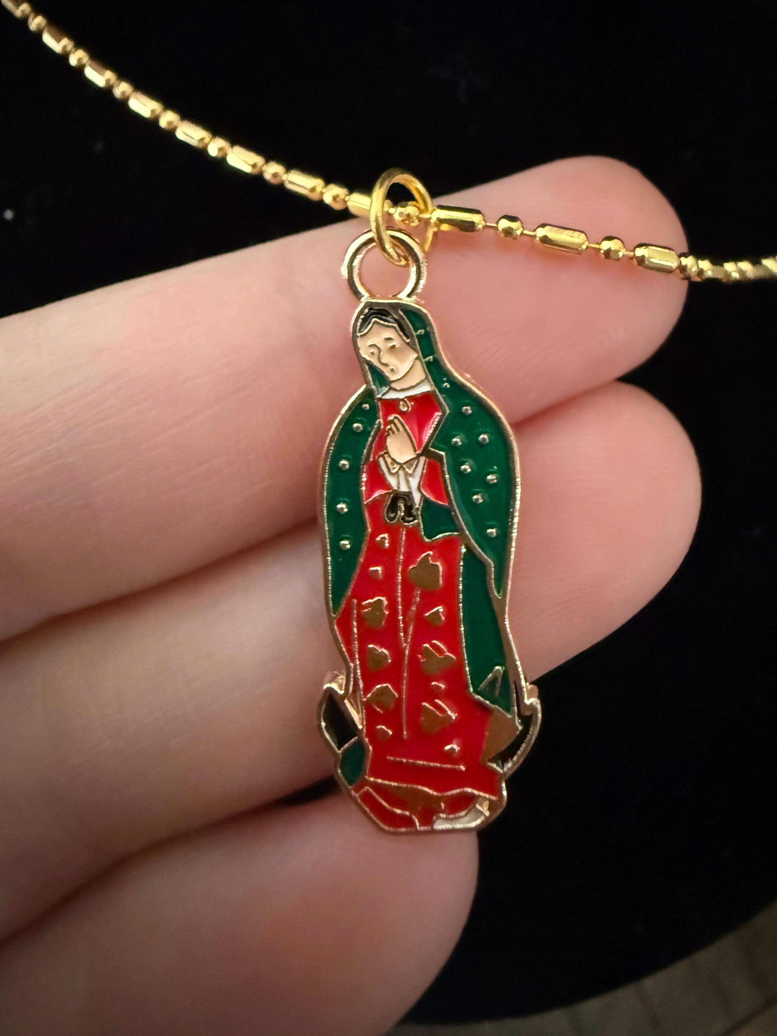 Exquisite Petite Our Lady of Guadalupe Necklace – bold Colors
