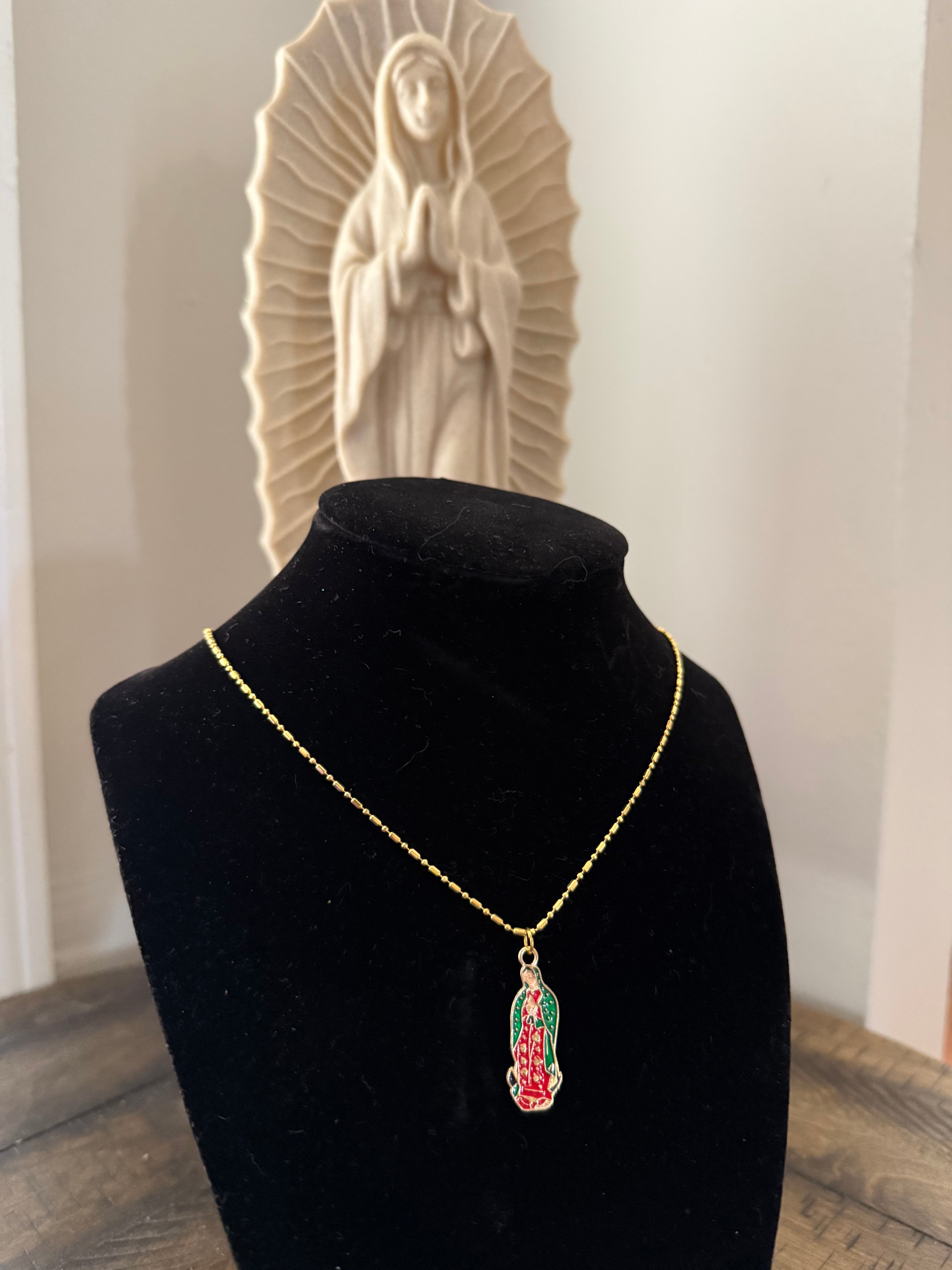 Exquisite Petite Our Lady of Guadalupe Necklace – bold Colors