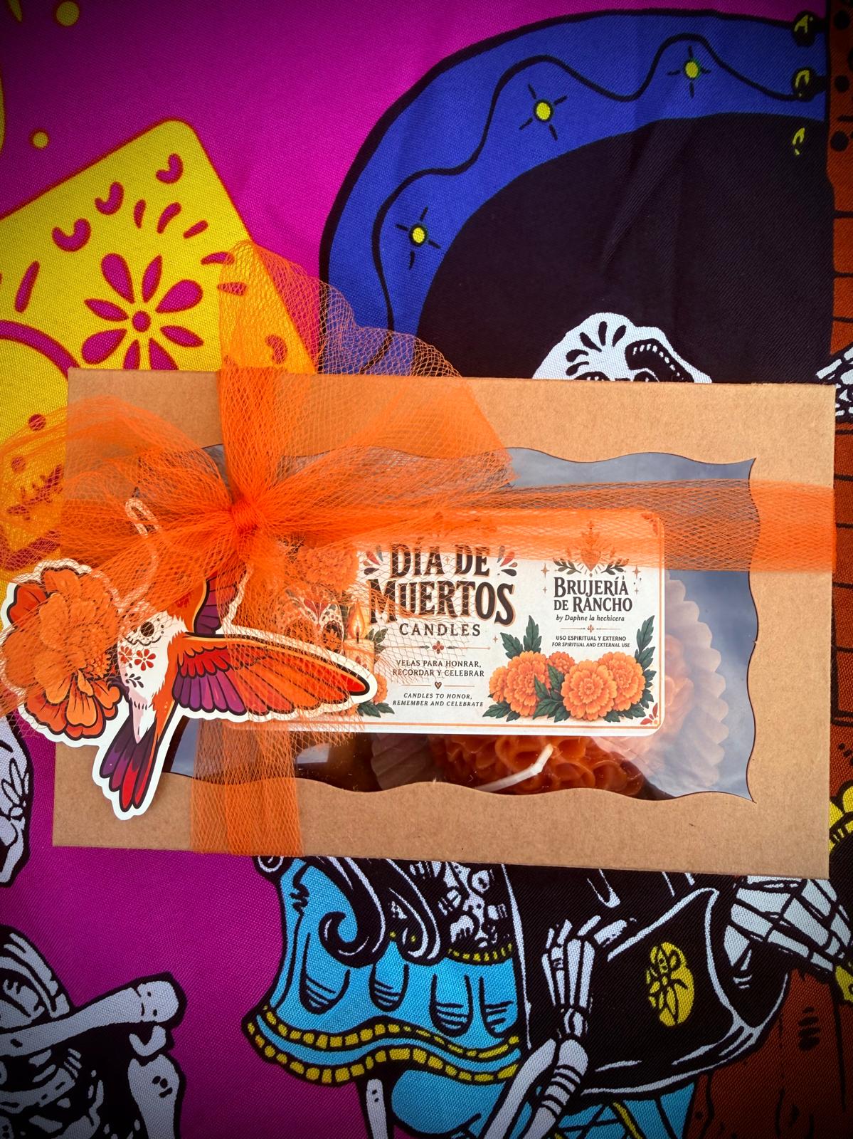 Día de Muertos Candle Gift Set – Three Sculpted Candles for Altars, Ofrendas, and Remembrance