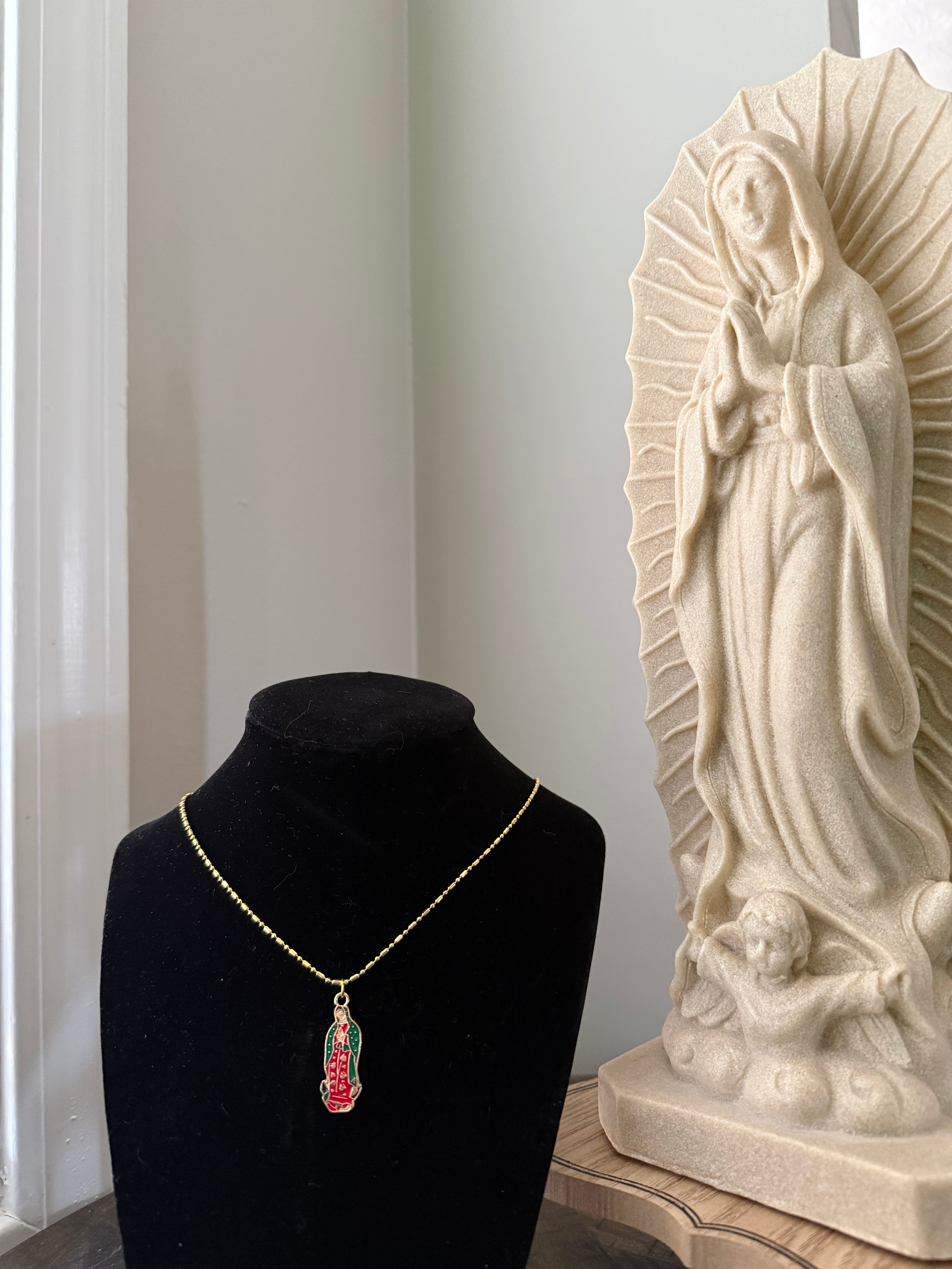 Exquisite Petite Our Lady of Guadalupe Necklace – bold Colors