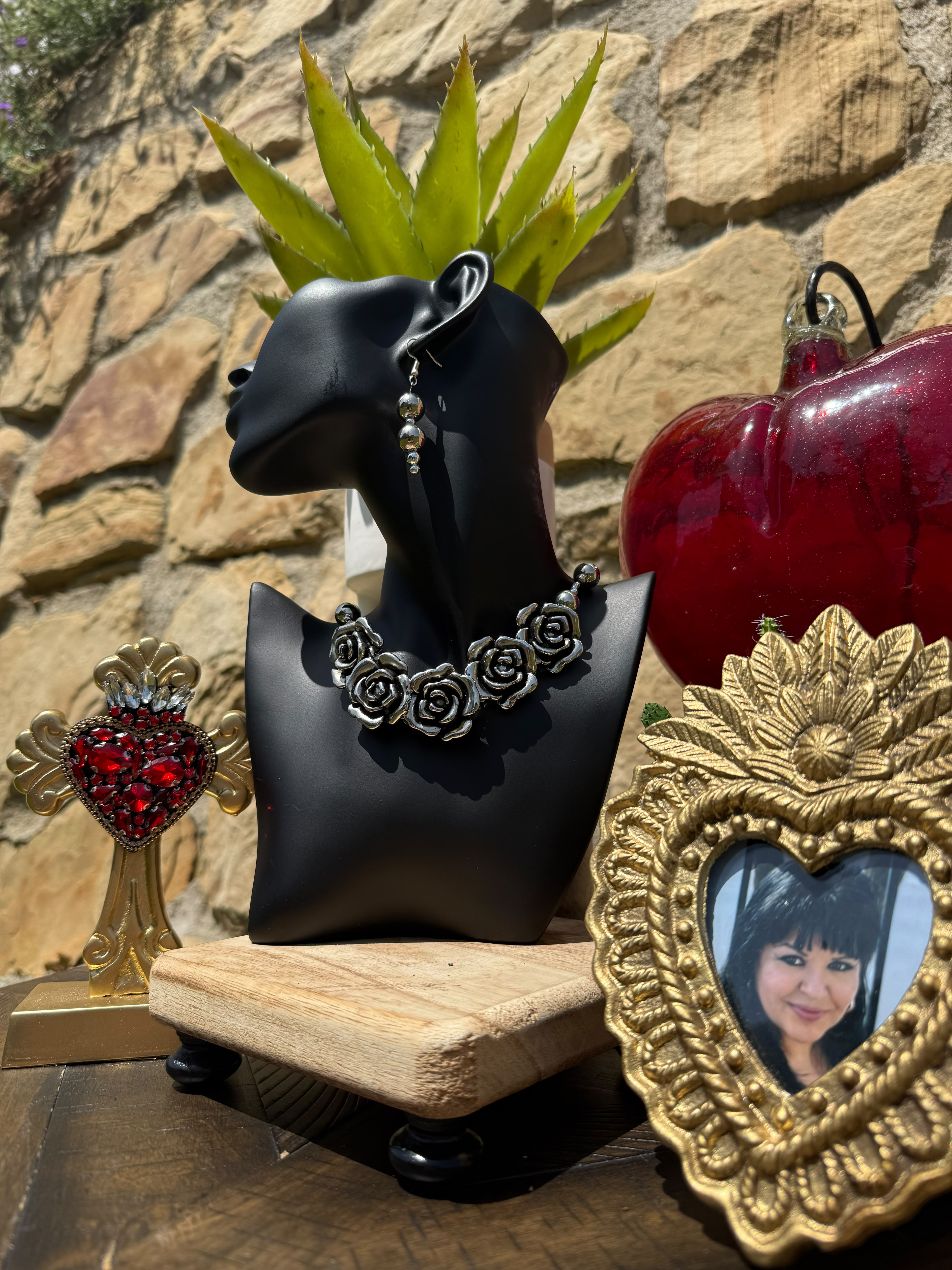 Handmade Rose Necklace – Mexican Folk Art Jewelry