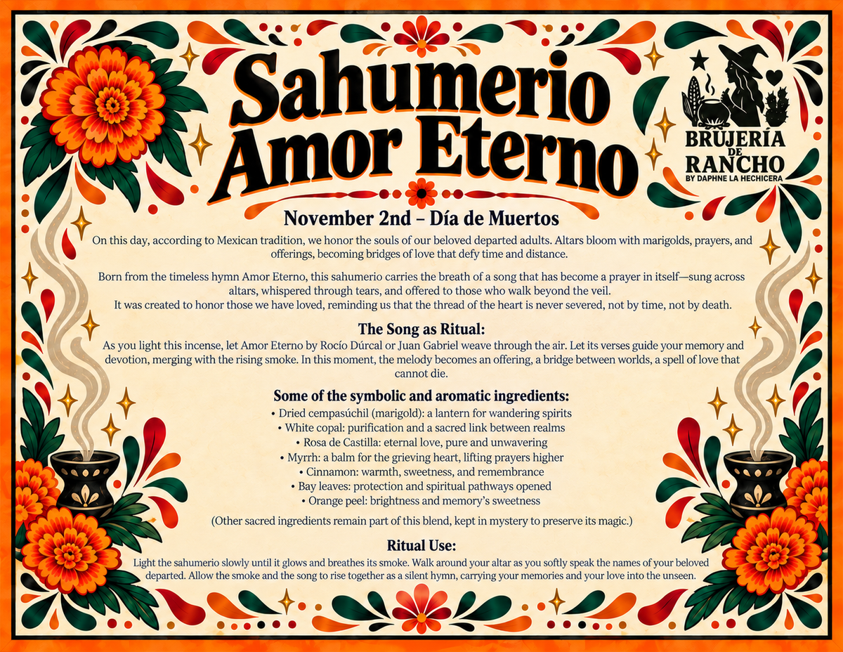 Amor Eterno Sahumerio – Día de Muertos Memorial Incense for Ancestral Altars and Ofrendas