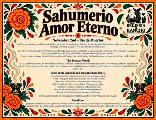 Amor Eterno Sahumerio – Día de Muertos Memorial Incense for Ancestral Altars and Ofrendas