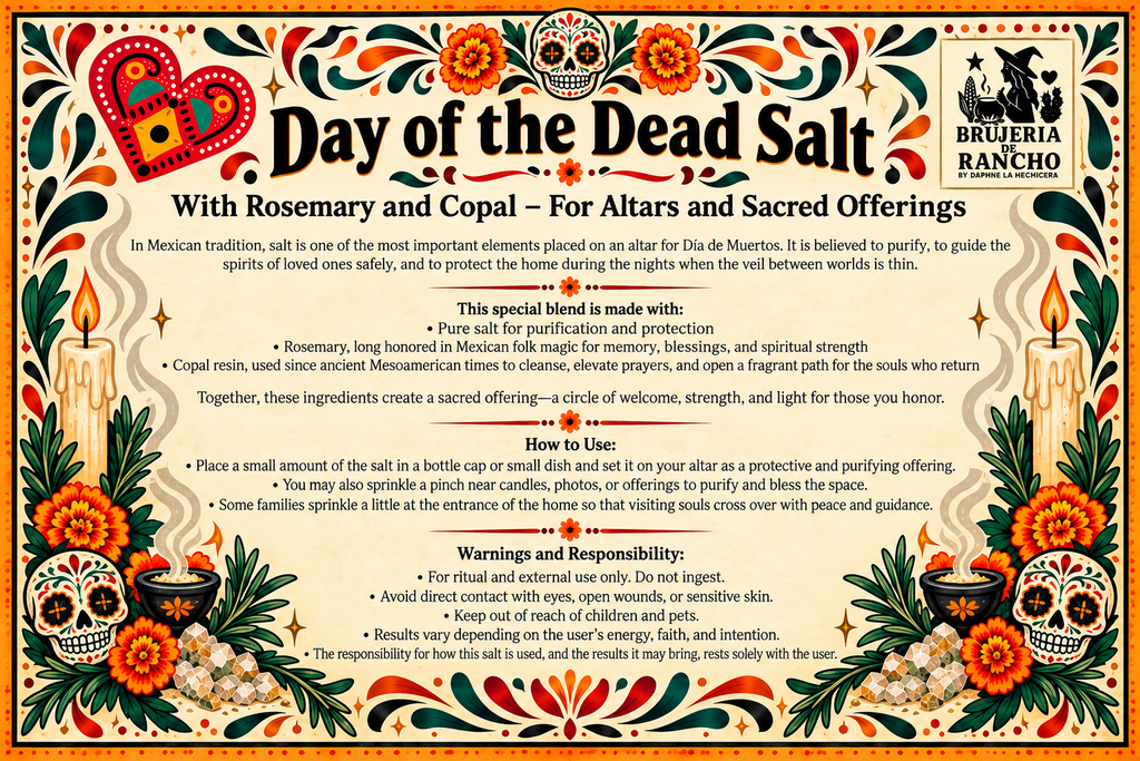 Day of the Dead Salt with Rosemary and Copal – Ritual Altar Salt for Ofrendas and Sacred Offerings