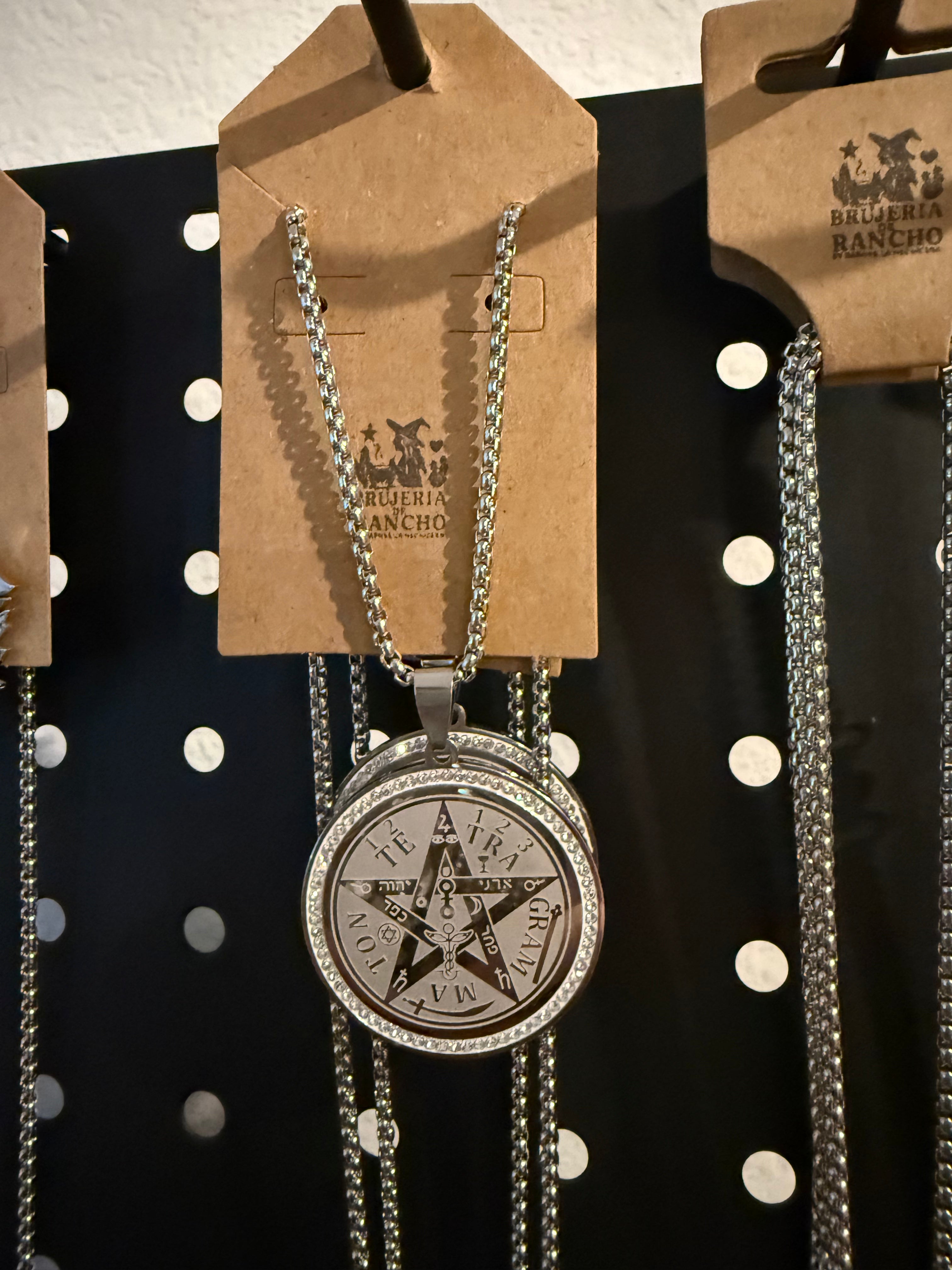 Tetragrammaton Protective Necklace with Rhinestones